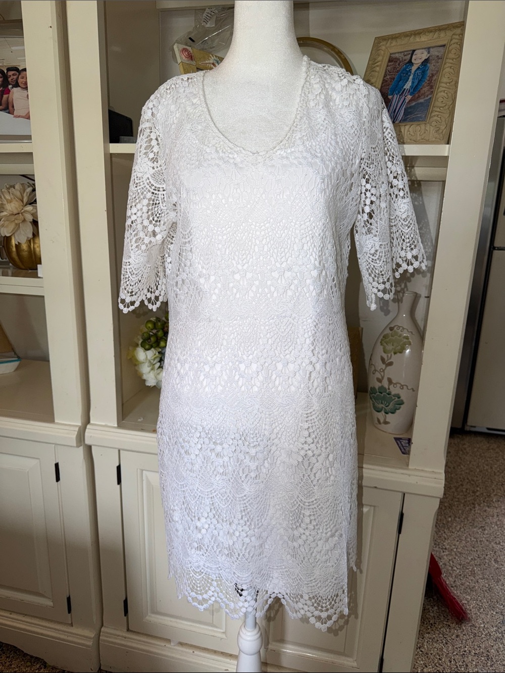 Nue Options White Crochet Lace Midi Dress